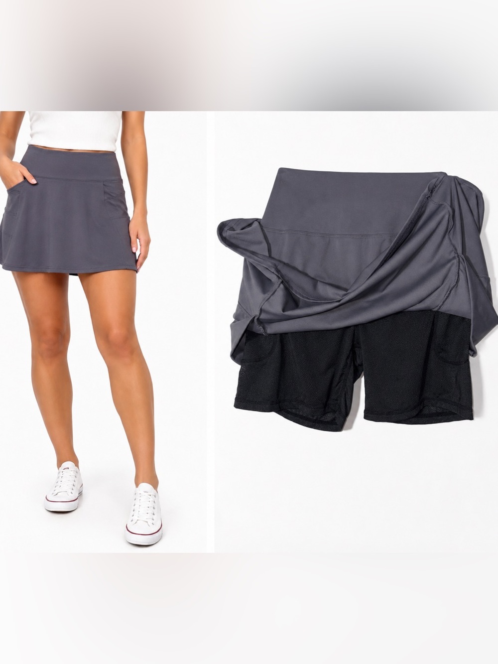 Skort SANTINY Sports Skirt-Pants SkortSANTINY - Dark Grey, Size S